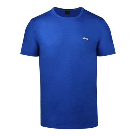 Boss T Shirt Mens Medium Blue Tee Curved S S Hurleys