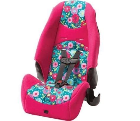 Pink Booster Car Seat Highback Adjustable Belt 5 Point Carseat Flower