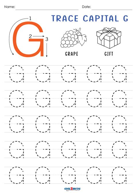 Free Printable Letter G Tracing Worksheets