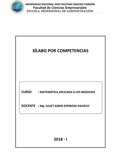 Pdf SÍlabo Por Competencias Pe · Presentación Del Silabo