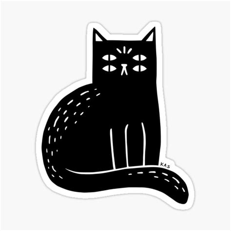 Four Eyed Cat Sticker For Sale By Kas Creates Redbubble