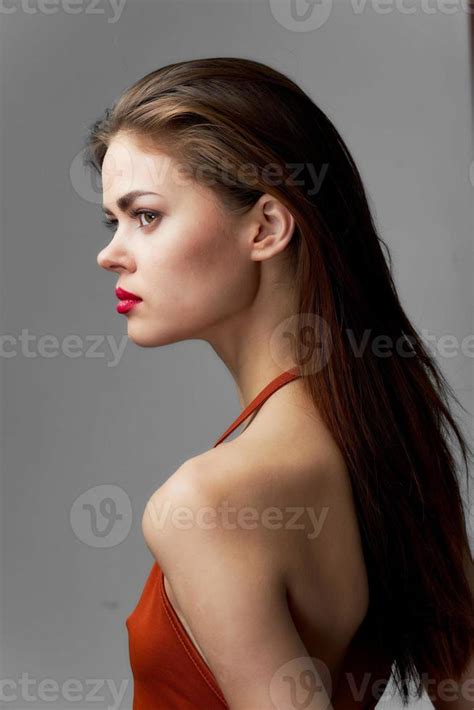 Beautiful Woman Nude Shoulders Red Lips Cosmetics Long 22458317 Stock