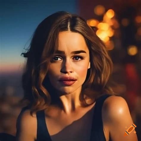 Emilia Clarke Enjoying A Night Overlooking Los Angeles On Craiyon