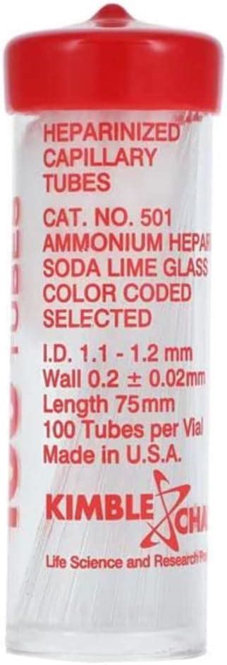 Amazon 2002078 Capillary Tube Heparinized Red Tip 100 Bt Sold As