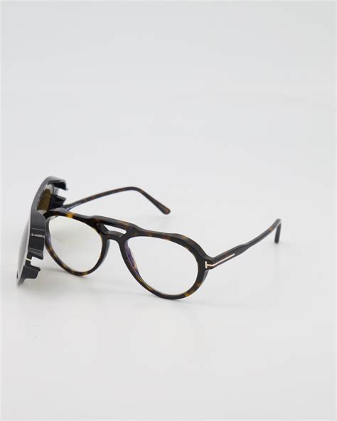 Tom Ford Ft5760 B 052 Dark Havana Clip On Included Blue Screen Lens La Boutique Eyewear