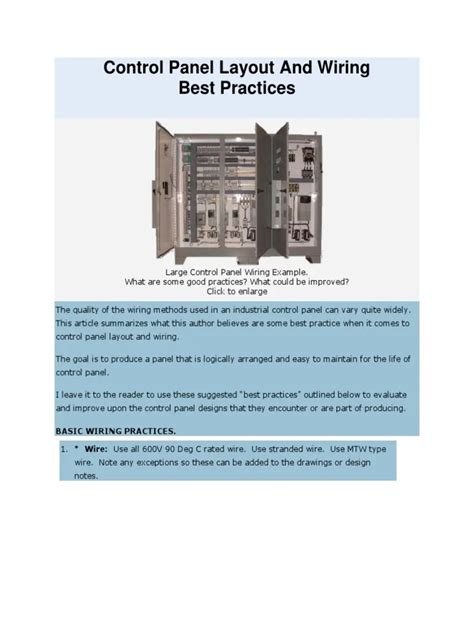 Control Panel Wiring Standards