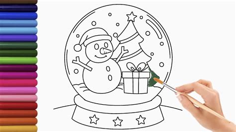 How To Draw A Christmas Snow Globe For Kids And Toddlers Youtube