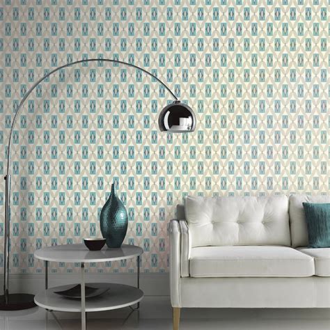 Arthouse Quartz Retro Geometric Pattern Wallpaper Abstract Floral Motif ...