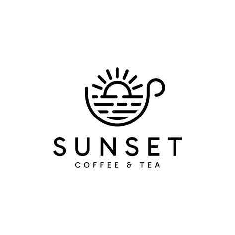 Sunset Coffee And Tea Logo Design Abstract Minimalist Line Art Design Template 46866752 Vector