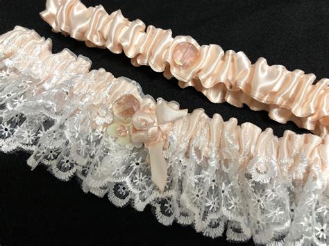 Blush And White Lace Wedding Garter Set Blush Pink Wedding Garter Belt