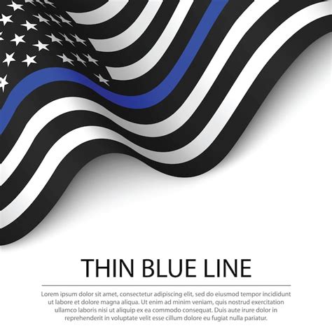 Premium Vector | Waving flag of United States with Thin blue line on ...