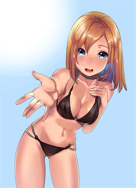 Wallpaper Original Characters Cleavage Bikini Blue Eyes 1345x1861