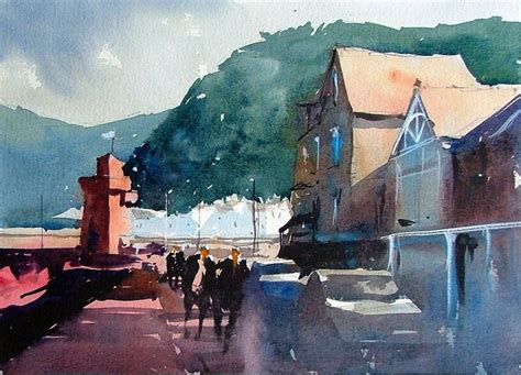 Tim Wilmot - Lynmouth Sea Front and Quayside 2 Master Watercolor, Loose Watercolor, Watercolor ...