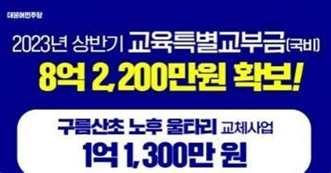 양기대 국회의원 올 상반기 교육특별교부금 총 8억2200만원 확보