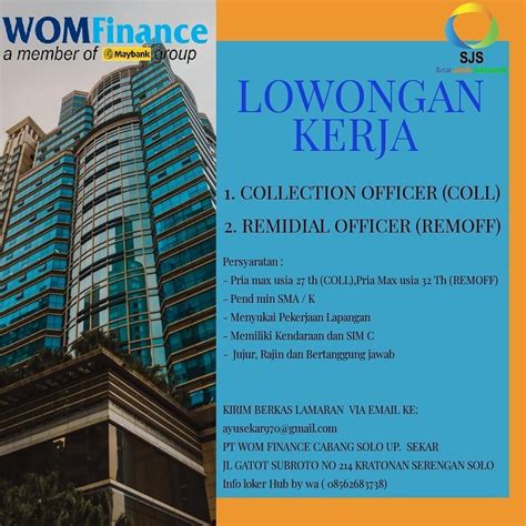 lowongan kerja officer wom finance  solo info loker solo