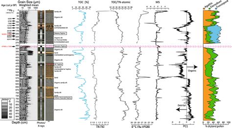 Stratigraphy Of Kai Iwi Lake Core Ki 1 Showing Grain Size Distribution