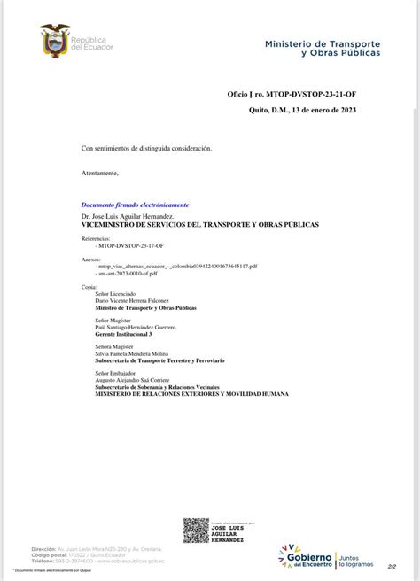 MinTransporte On Twitter IMPORTANTE El Gobierno Ecuatoriano