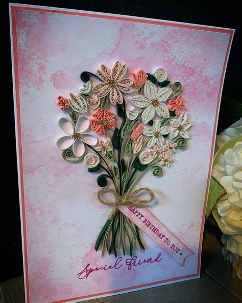 A Bouquet Of Quilled Flowers Card Etsy