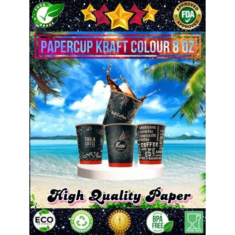 Jual MIN KELIPATAN 50 PCS Paper Hot Cup 8 Oz Motif Paper Cup 8 Oz