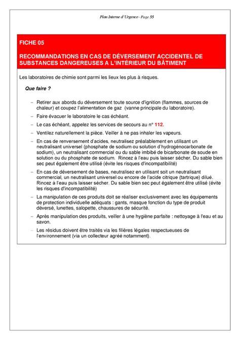 Modele De Plan Interne D Urgence Doc Pdf Page Sur