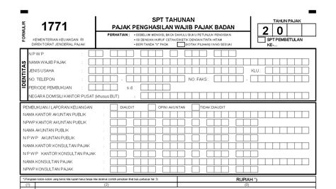 Pengisian Surat Pemberitahuan SPT PPh Badan Form 1771 Kelasmega