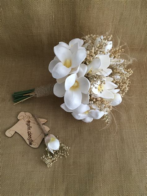 Magnolia Bridal Bouquet White Magnolia Bridal Bouquet Rustic Boho