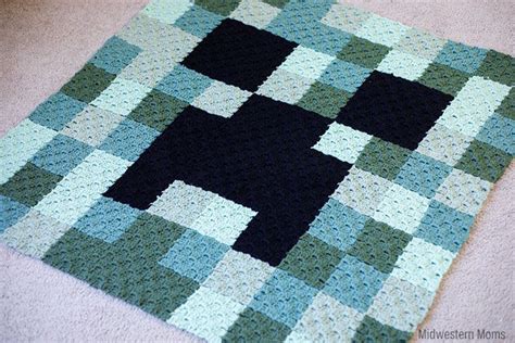 Minecraft Crochet Blanket Pattern C2c Creeper Blanket Minecraft