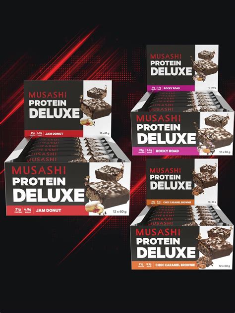 Musashi Deluxe Protein Bar 60g Box Of 12 Bars Musashi