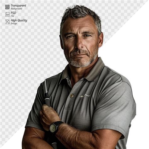 Premium PSD Confident Mature Man With Folded Arms On A Transparent