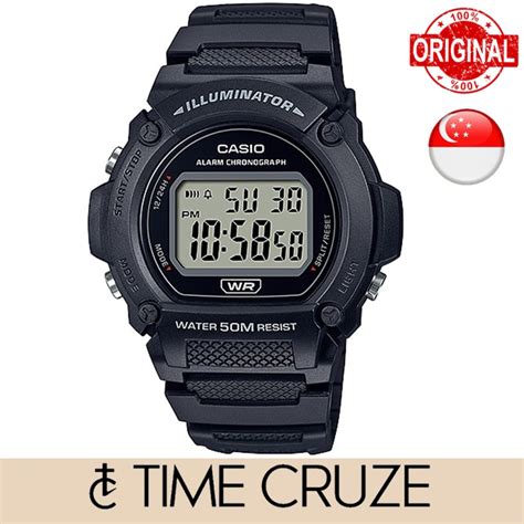 Time Cruze Casio W 219H Black Resin Digital Sports Men Watch W 219H