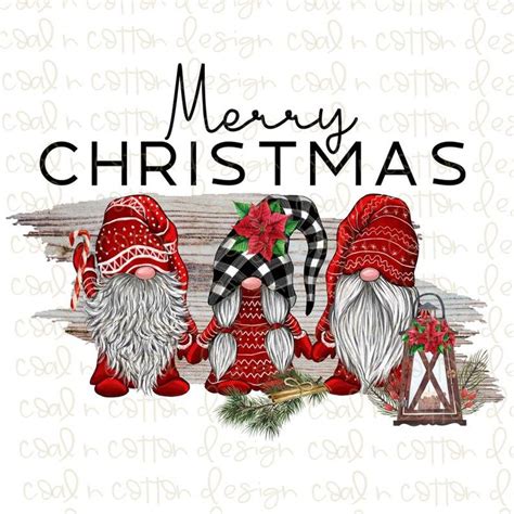 Merry Christmas Gnome Vers Sublimation Waterslide Digital Clipart