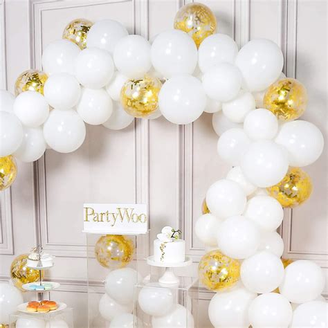 Buy Partywoo White And Gold Balloons Pcs Inch White Balloons