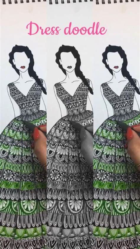 Doodlemandala Fashion Dress Video In 2021 Dress Design Sketches