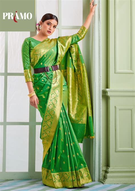 Parrot Green Silk Saree With Rich Pallu Pramo Clothing