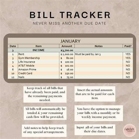 Bill Tracker Excel Spreadsheet Google Sheets Financial Organizer ...