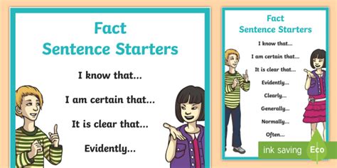 Fact Sentence Starters Display Poster Opinion Sentence Starters Posters