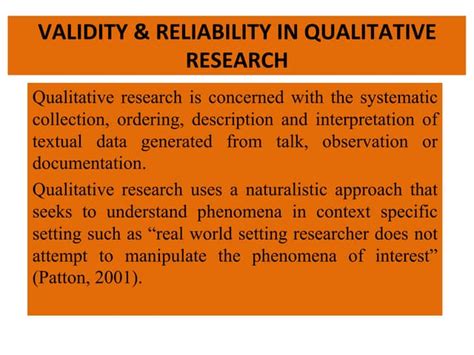 Validity And Reliability In Qualitative Pptx