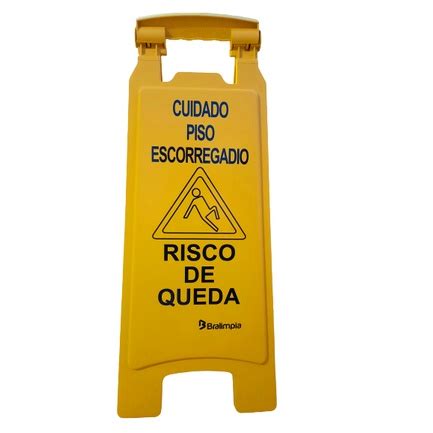 Placa Sinalizadora Piso Molhado Amarela Shopee Brasil