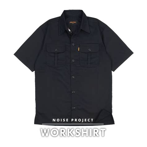 Jual Workshirt Polos Kemeja Workshirt Polos Pria Hitam Noise Project