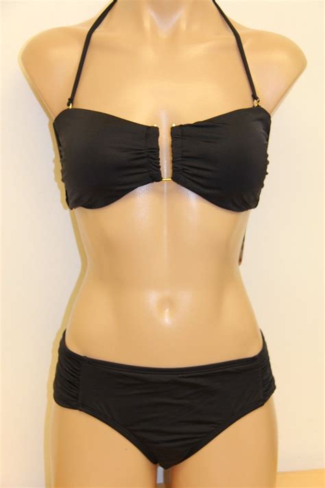 NWT Bar III Swimsuit Bikini 2pc Set Size S Black Bandeau EBay