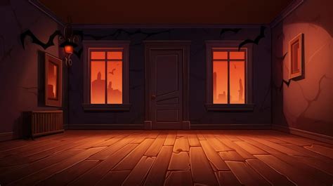 Premium AI Image | Halloween cartoon room background with haunted house ...