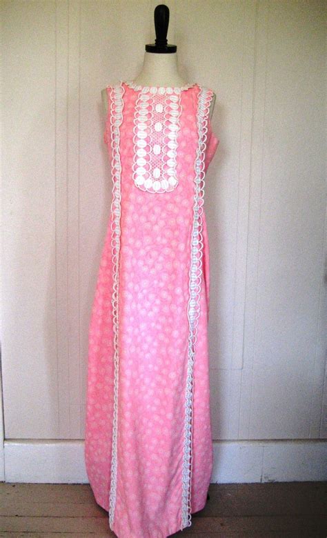 Sixties Lilly Pulitzer Pink Maxi Dress Vintage Size 12 Etsy Pink