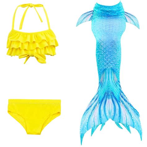 Hiijoy Big Girls Swimsuit Ruffle Halter Bikini Fish Tail Set Beach Bathing Suit Piece