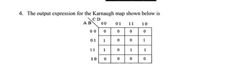 Solved The Output Expression For The Karnaugh Map Shown Below Is A B