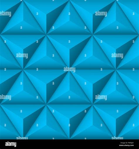 Blue 3d Geometric Pattern With Pyramids Abstract Seamless Background