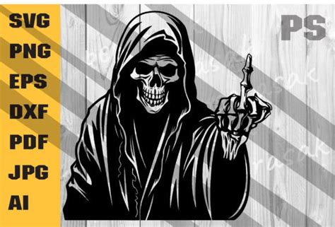 Grim Reaper Middle Finger Svg Graphic By Ilukkystore · Creative Fabrica