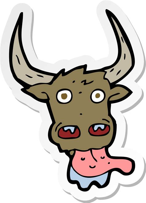 sticker of a cartoon cow face 9870916 Vector Art at Vecteezy