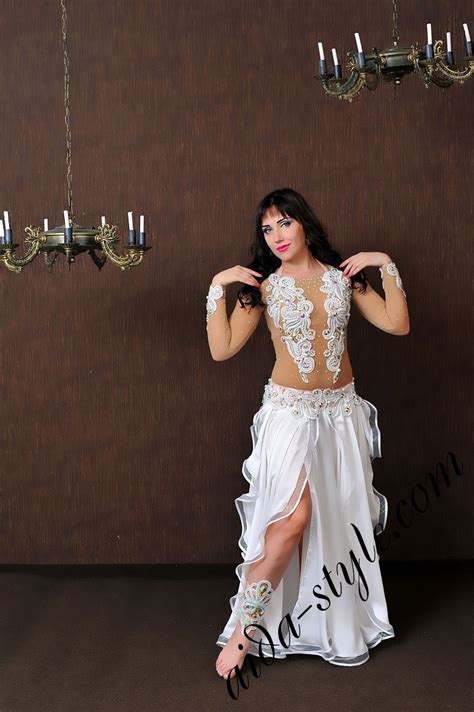 Full Cover White Belly Dance Costume Aida Style