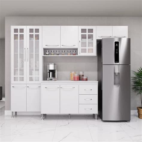 Cozinha Modulada Compacta Fidelitá Viena 4 Peças 260cm 11 Portas 3