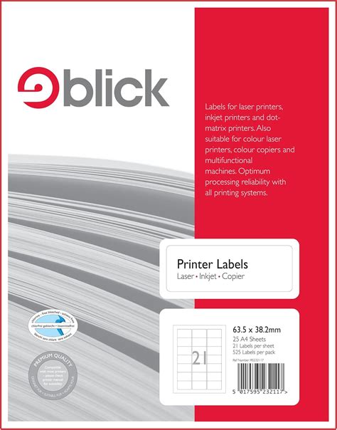 Blick A4 Multi Labels 25 Sheets 21 Per Sheet Amazon Co Uk